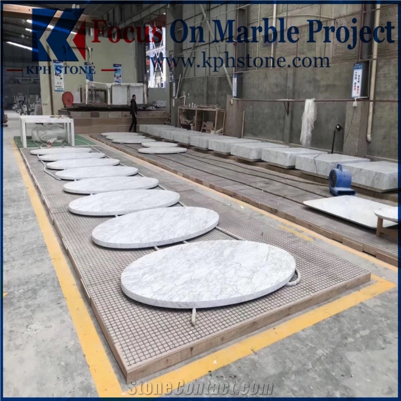 Carrara White Round Marble Table