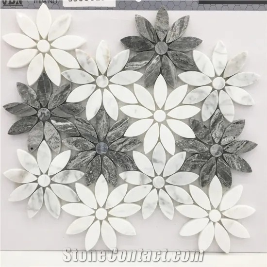 Exquisite Flower Shapes Marble Mocaic Tile