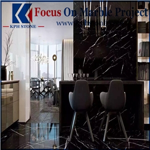 Nero Marquina Marble Flooring Tiles for Home Decor