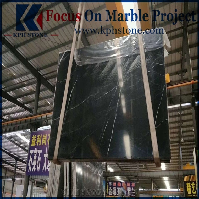 Nero Marquina Marble Flooring Tiles for Home Decor