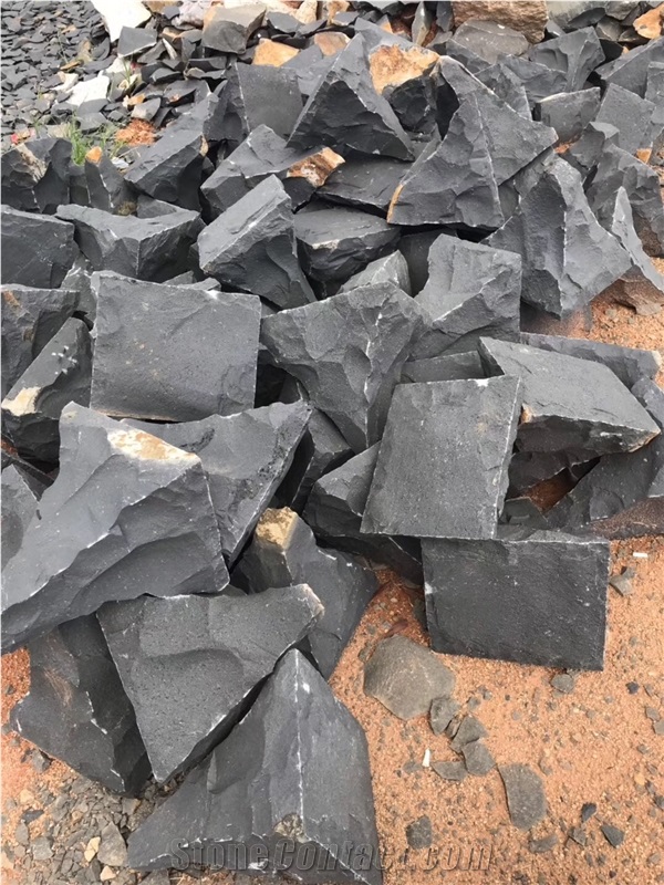 Black Basalt Zhangpu Black Cubbles,Pavers Stone