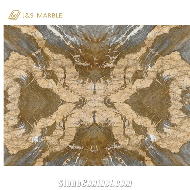 Hot Sale Gold Marble Bookmatched Marmor