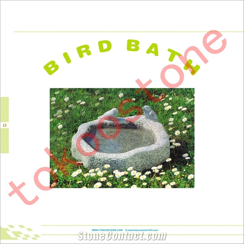 Granite Stone Carving Birdbath/Basin for Garden