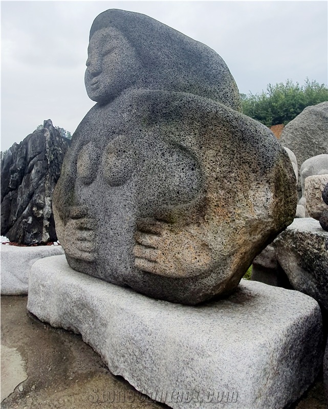 Quang Ngai Basalt Women Abstract Statue