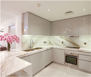White Quartzite Kitchen Countertops