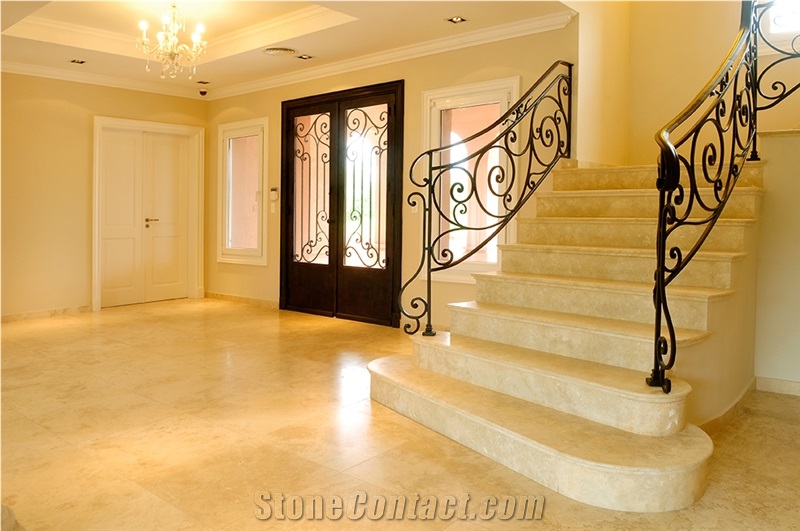 Crema Marfil Classico Marble Staircase