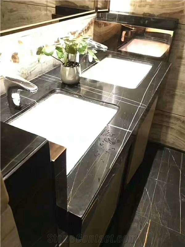 Lauren Black Gold Marble for Wall Application
