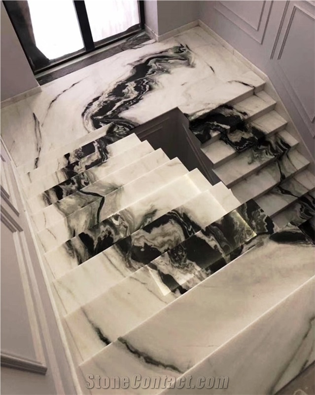 China Panda White Marble Stairs,Interior Floor Step