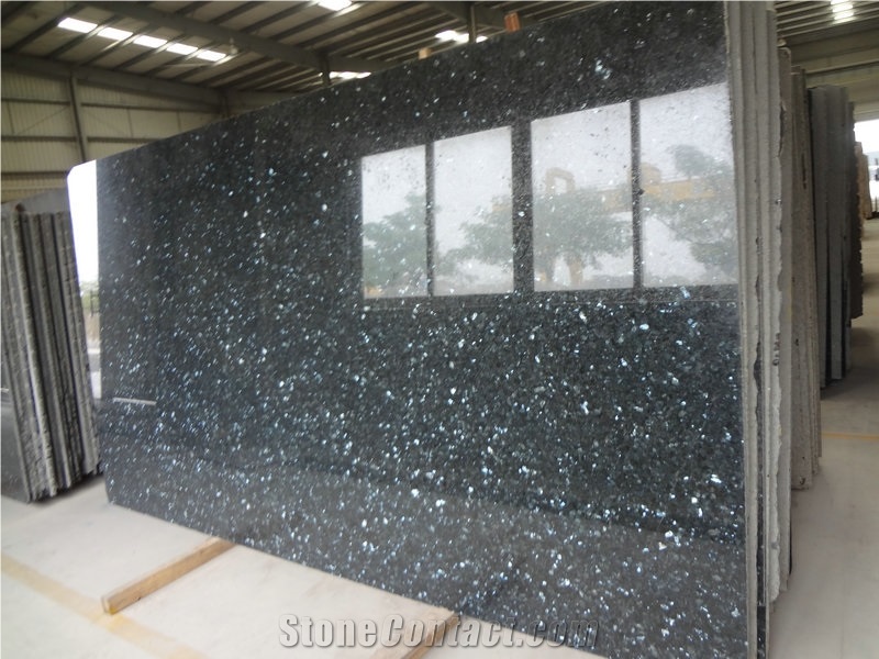 Labrador Blue Pearl Granite Slab Glossy Kitchen Floor