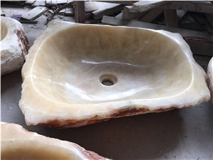 Onyx Sink Beige Stone Bathroom Sink Basin