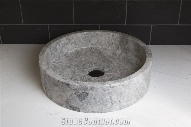 Grey Beige Sink, Tundra Grey Marble Wash Basins