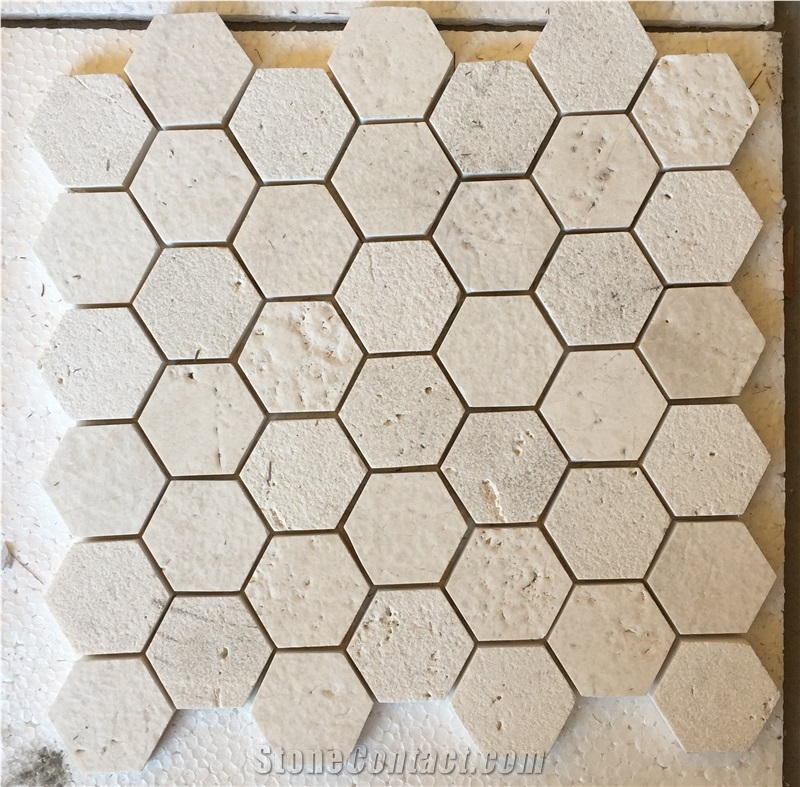 Light Travertine Hexagon Mosaic