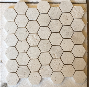 Light Travertine Hexagon Mosaic