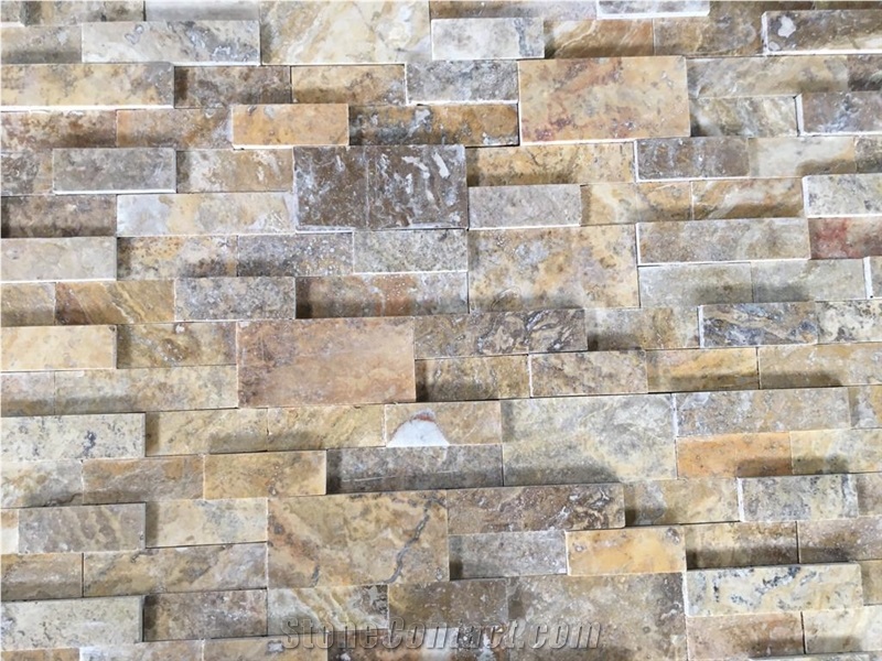 Scabos Travertine Ledge Stone Cubic Panel, 2d