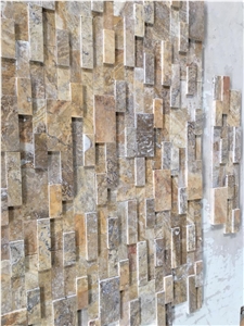 Scabos Travertine Ledge Stone Cubic Panel, 2d