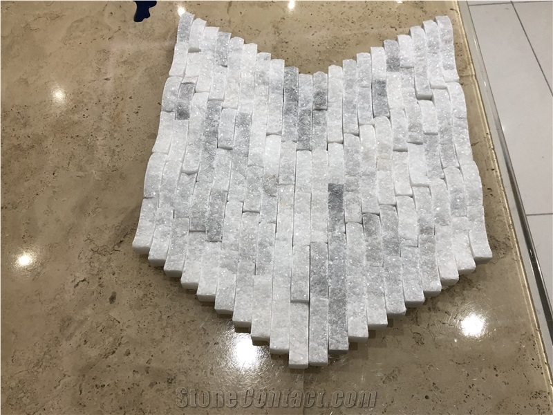 White Marble Linear Mosaic, Super White Marble Split Mosaic