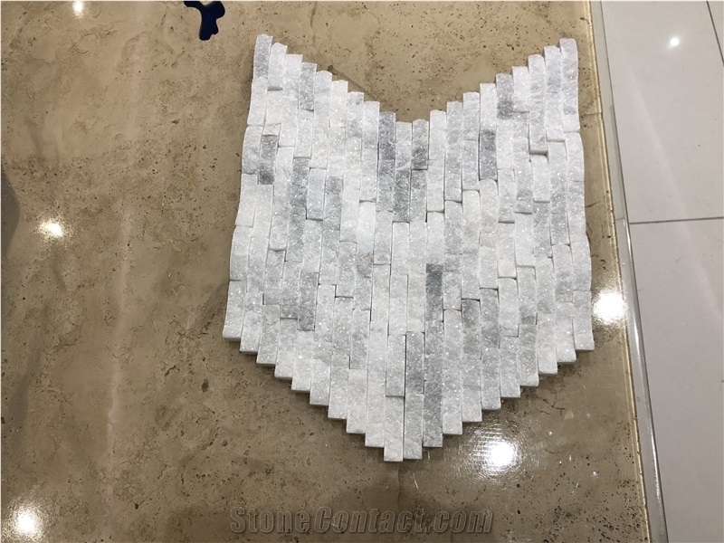 White Marble Linear Mosaic, Super White Marble Split Mosaic