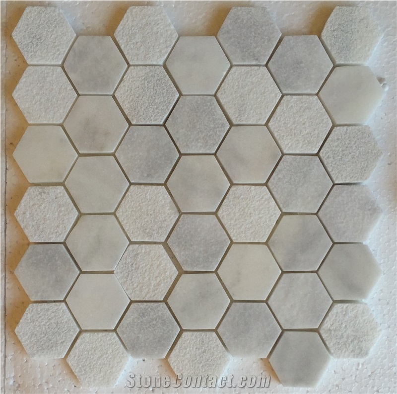 White Marble (Super White) Hexagon Mosaic