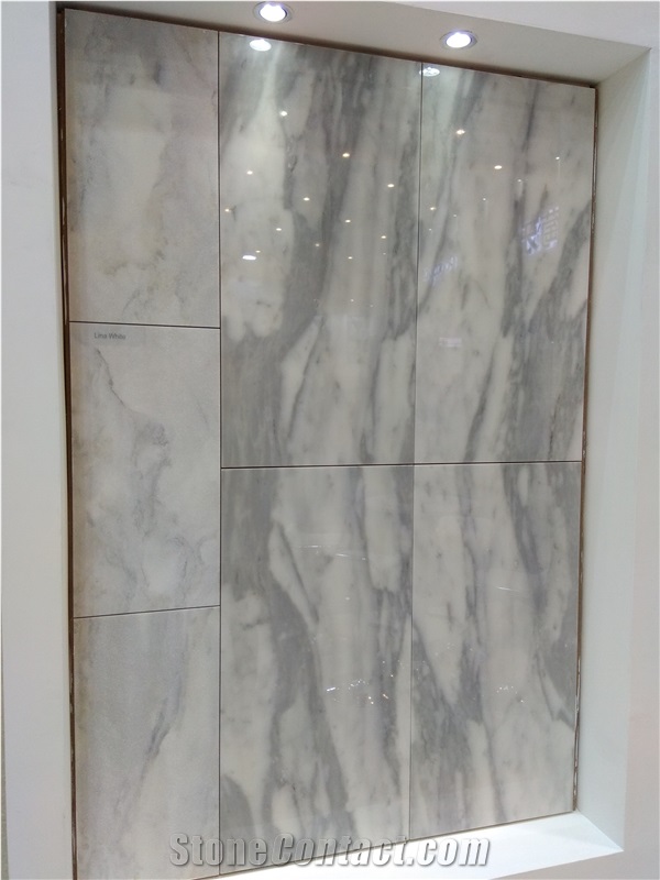 Lina White Marble Slabs Tiles From, Lina Modern Floor Mirror Gold With Marble