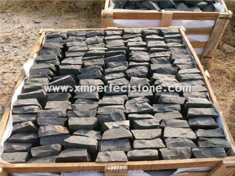 Zhangpu Black Basalt Cobbles Cube Stone
