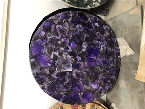Round Amethyst Side Table Top Design