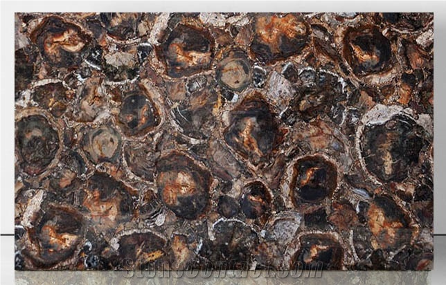Gemstone Wall Panel Brown Petrified Wood Agate