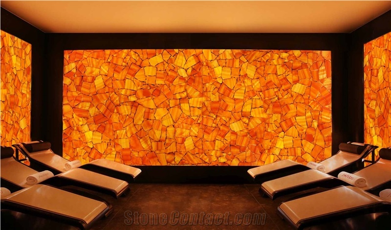 Gold Decoration Gemstone Wall Tile,Calcite Orange