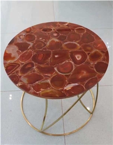 Red Agate Semi-Precious Stone Table Top Design