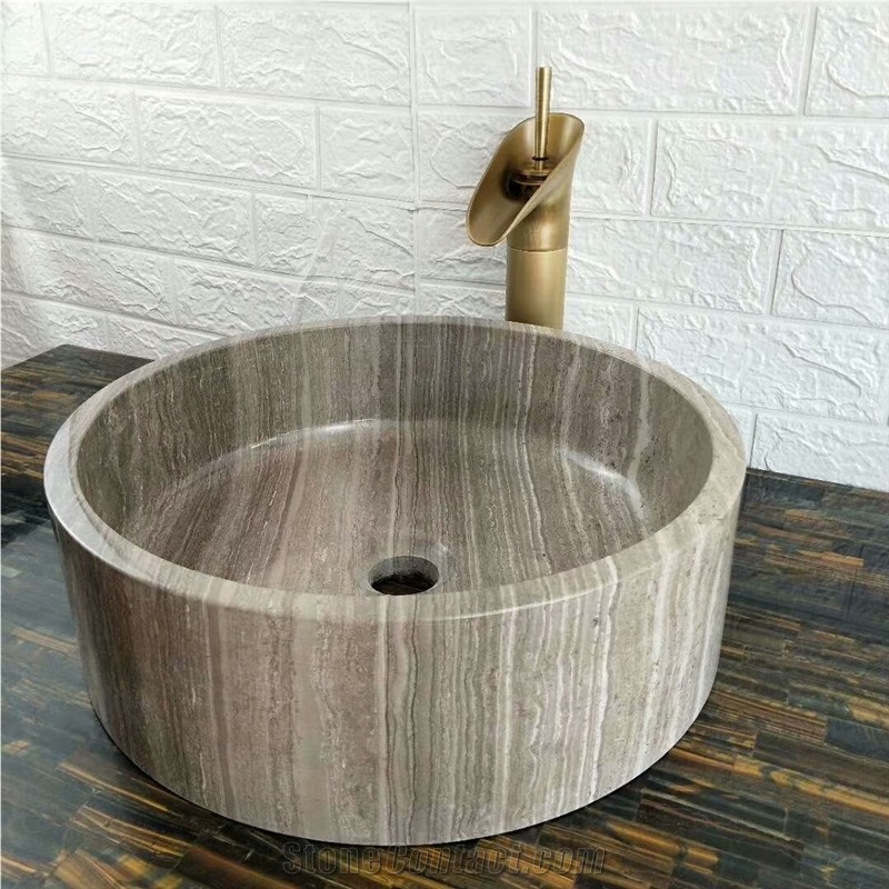 Grey Wooden Marble Round Sink,Marble Wash Basins
