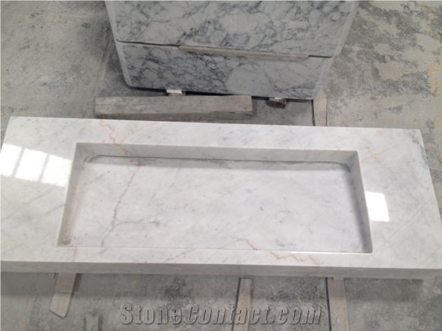 Guangxi White Marble Wash Basins, Stone Sinks