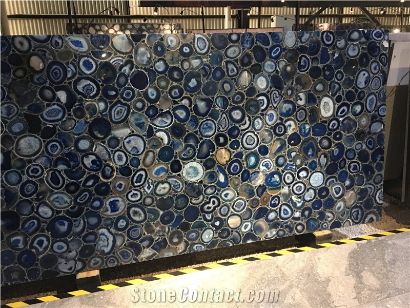 Blue Agate Gemstone Composite Panel