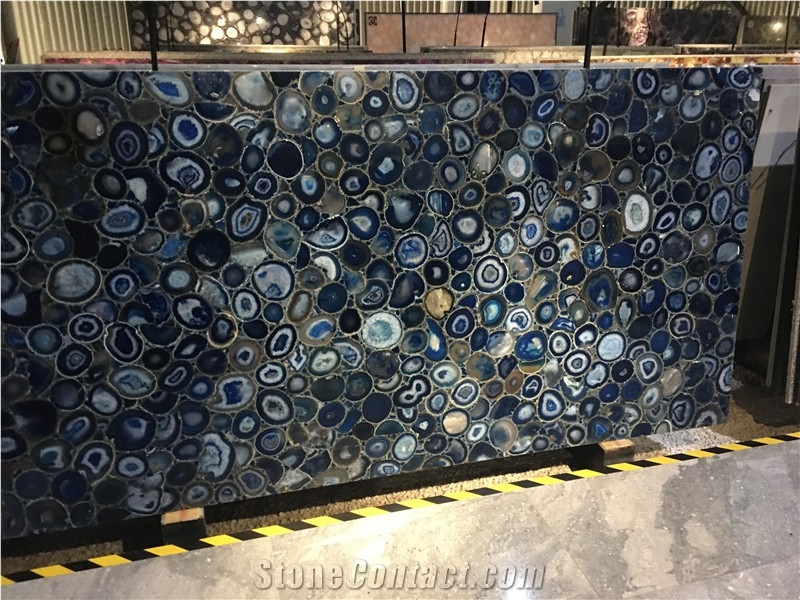 Blue Agate Gemstone Composite Panel