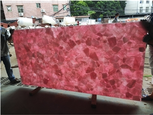 Backlit Pink Crystal Gemstone Slabs & Tiles