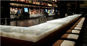 Backlit White Crystal Gemstone Bar Tops