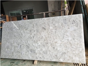 Backlit White Crystal Semiprecious Stone Bar Tops