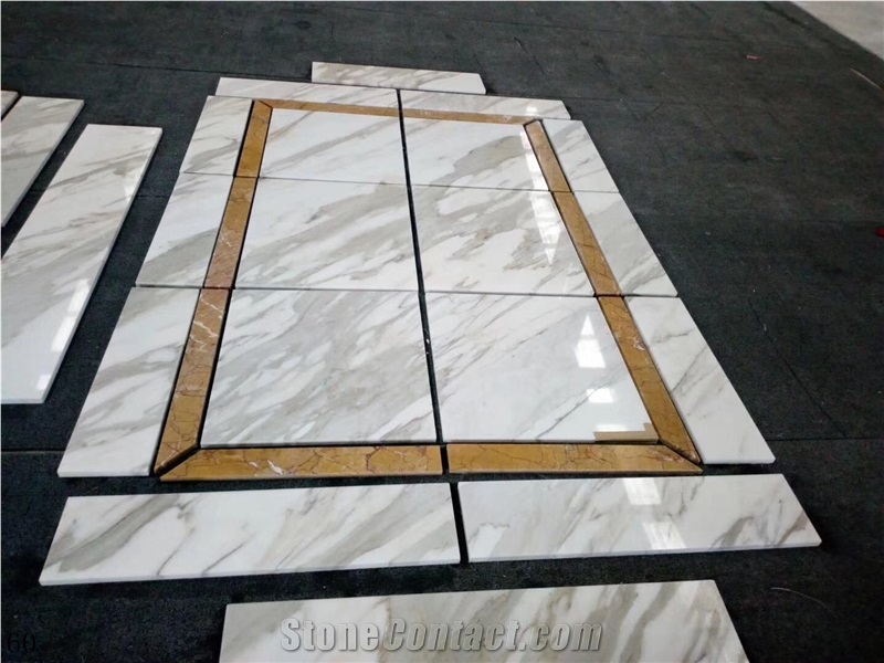 Beige Marble Waterjet Pattern Floor Carpet Use