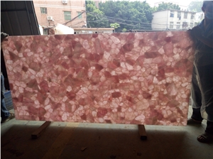 Best Price Backlit Pink Crystal Gemstone Slabs