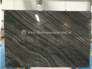 Bookmatch Silver Wave Black ,Wooden Antique Marble