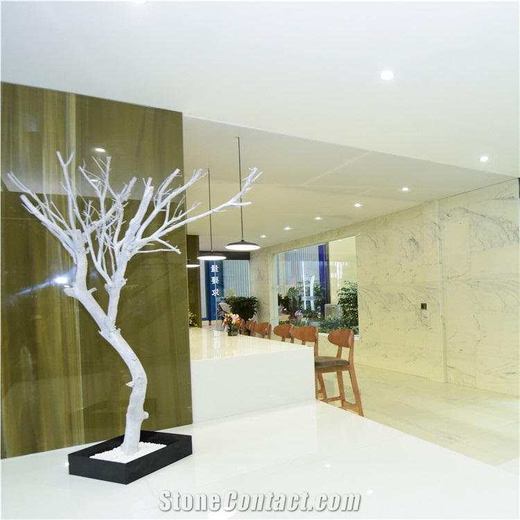 Calacatta White Marble Nano Glass Walling Tiles