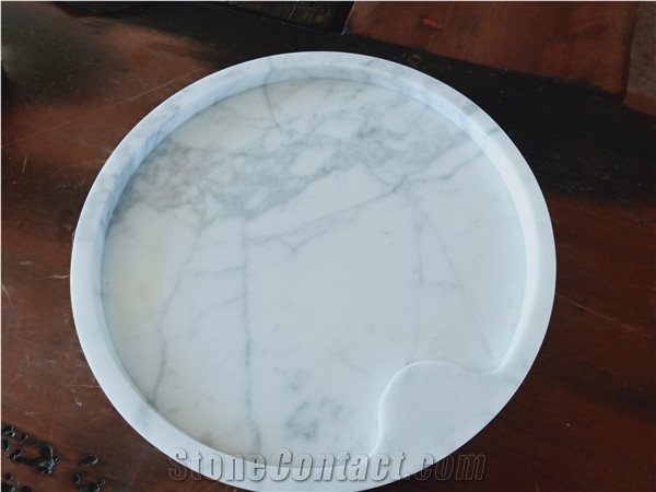 Carrara White Round Marble Saucer