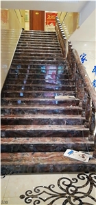 China Aoli Red Onyx Slab Wall Tiles Staircase Use