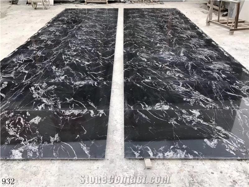 China Black Cosmic Marble Slab Tiles Book Match