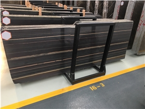 China Black Oscar Wood Grain Marble Slab Tile
