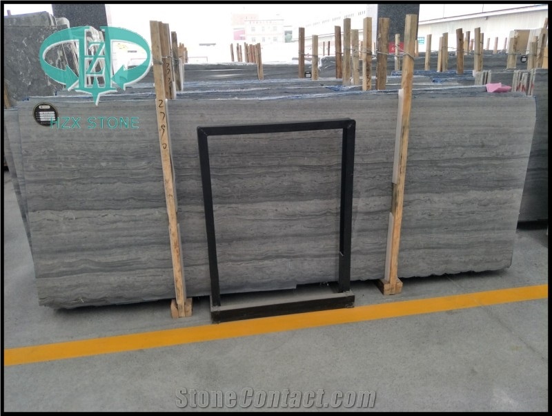China Crystal Blue Wooden Vein Marble Slab