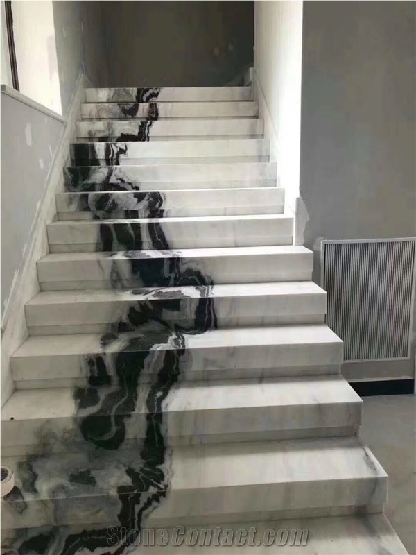 China Panda White Marble Stair Step Book Match