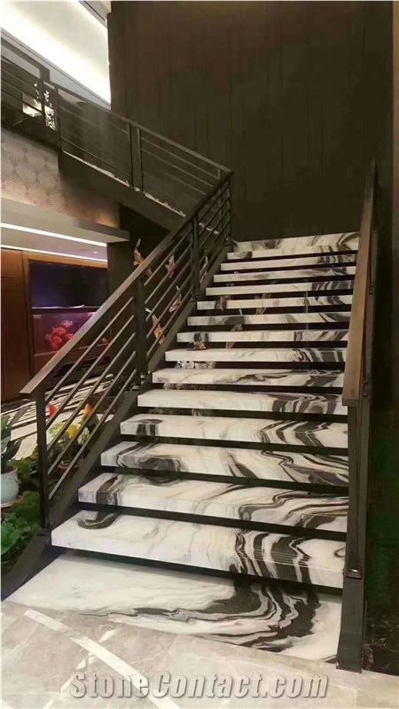 China Panda White Marble Stair Step Book Match