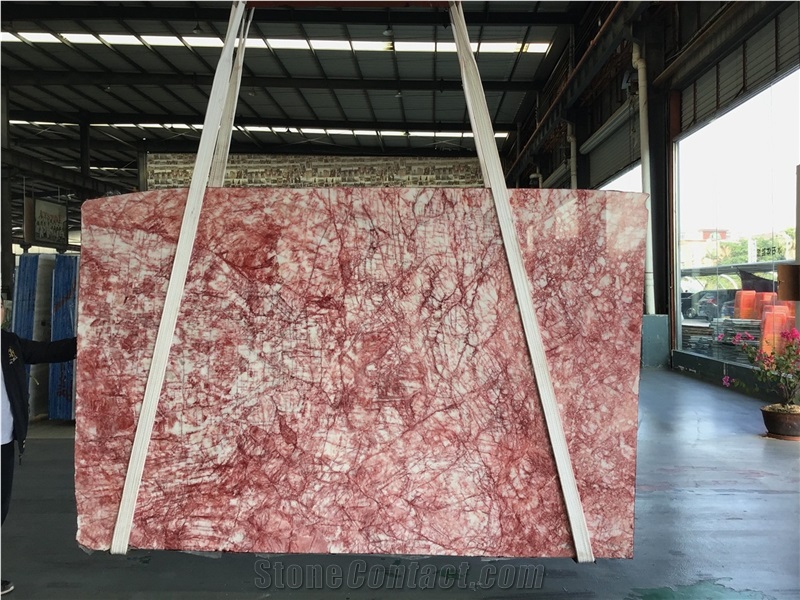Chinese Red Valley Marble Slabs Tiles Veins