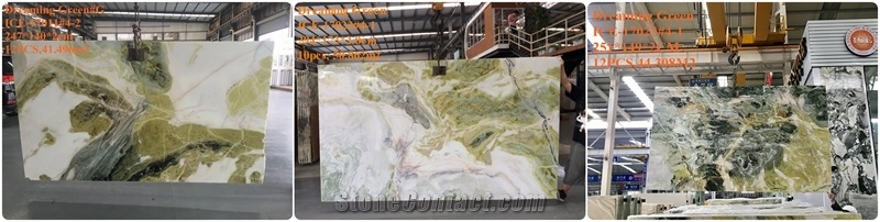 Dreaming Green Marble Luxury Stone Slab Bookmatch
