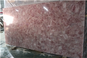 Good Quality Pink Crystal Semiprecious Stone Slabs