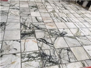 Green and White Marble Slabs for Floor